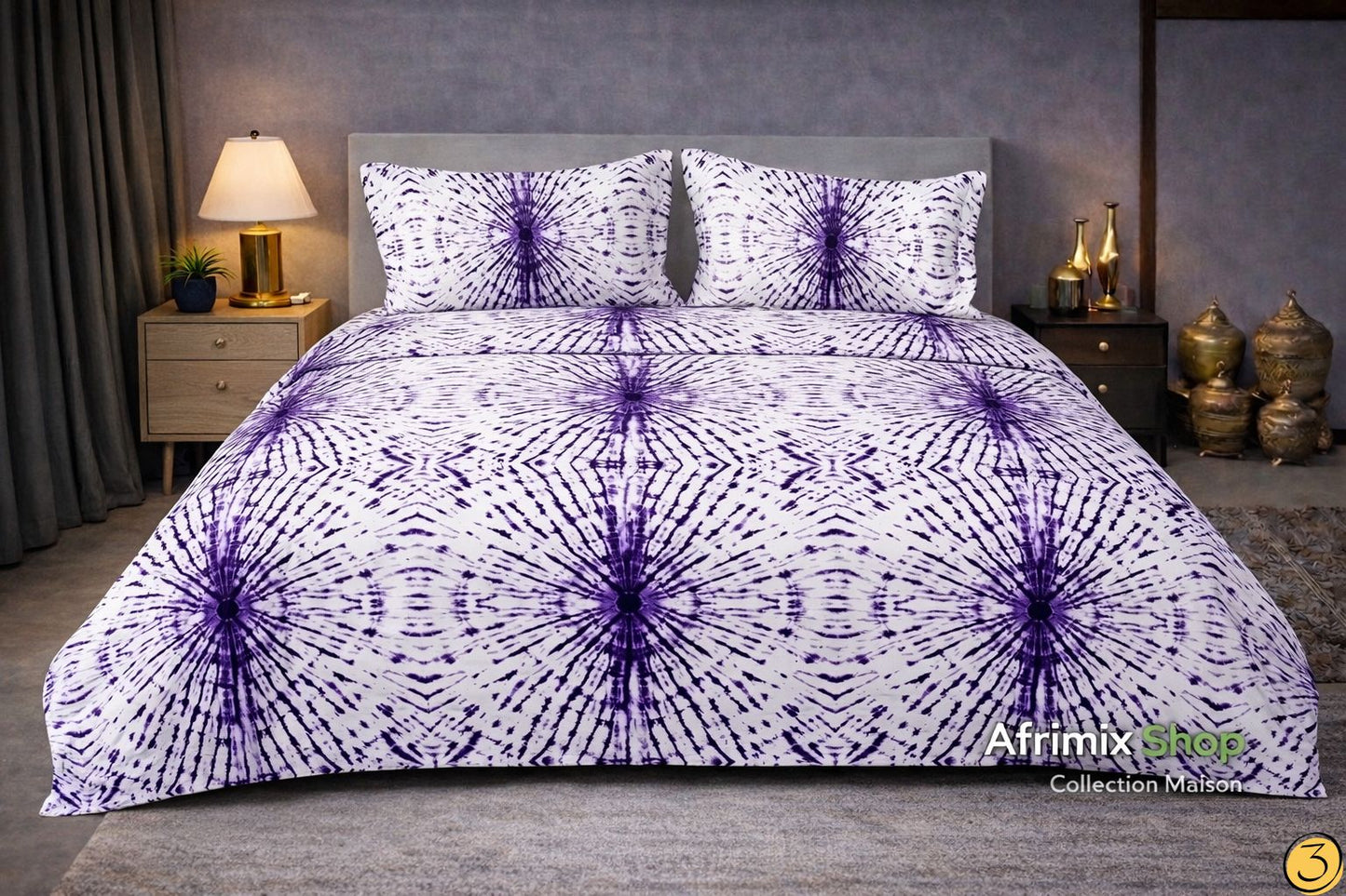 Parure de Draps 3 Pièces  – Motif Élégant & Moderne – 240x250cm