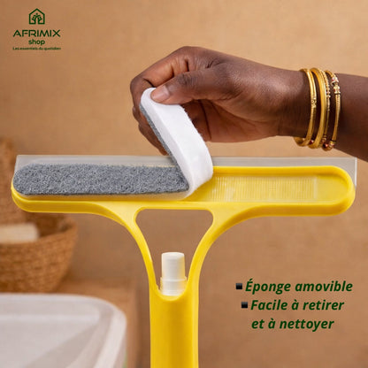 Raclette Nettoyante 3-en-1 avec Spray – Vitres & Salle de bain