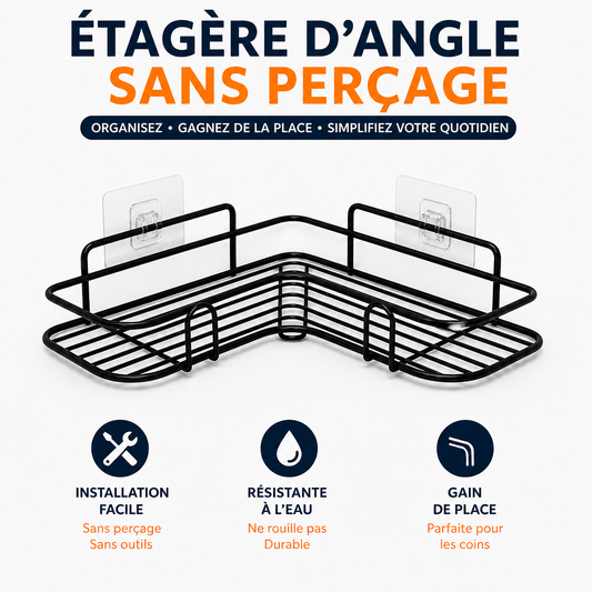 Étagère d’angle sans perçage – Salle de bain