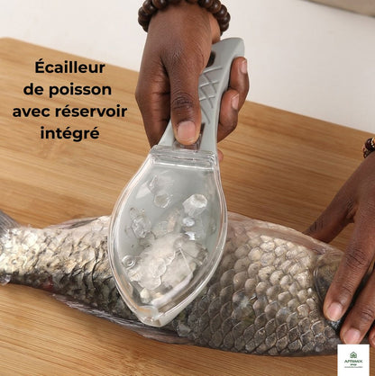 Écailleur à poisson avec réservoir – Nettoyage rapide & sans saleté