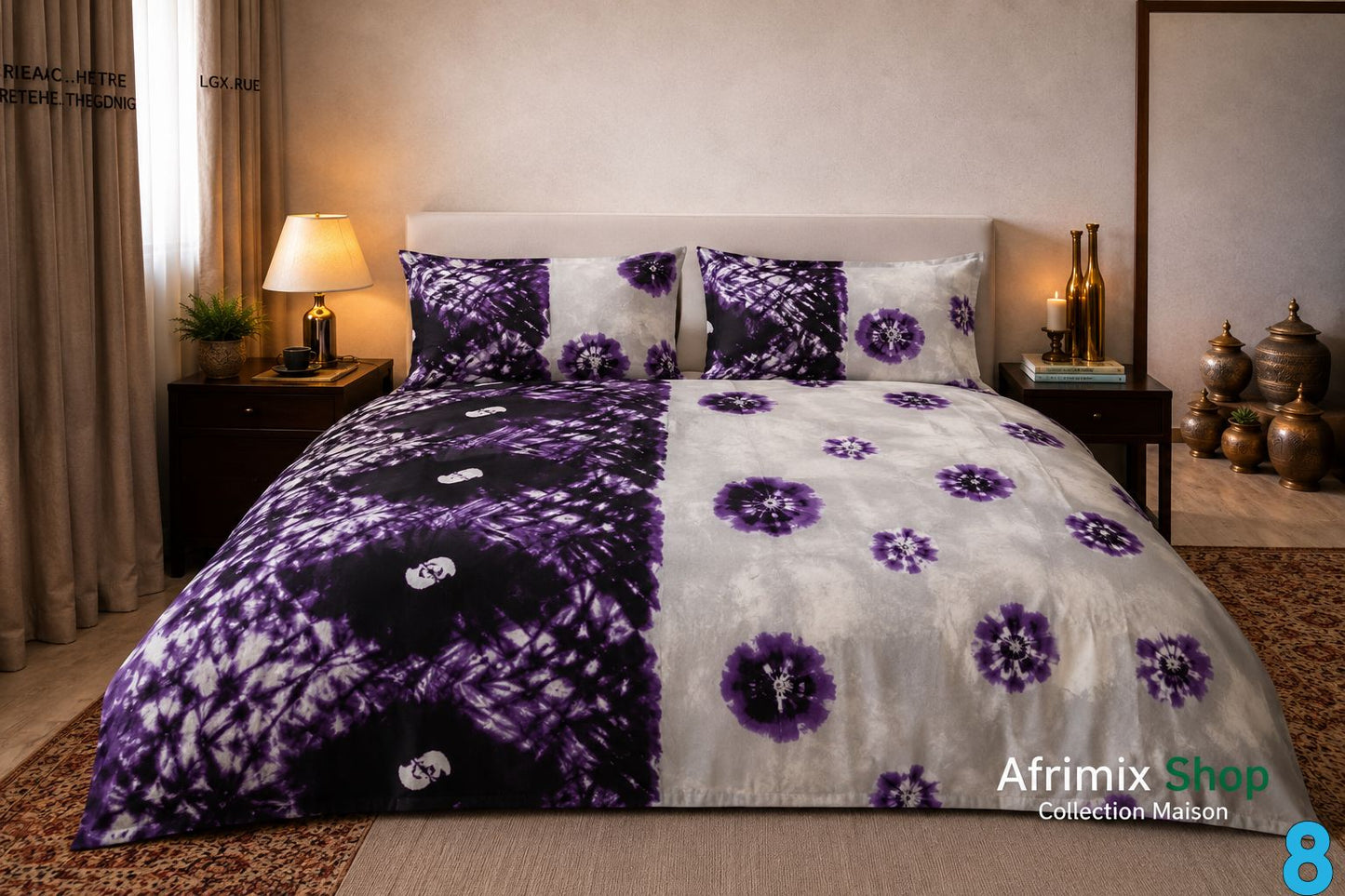 Parure de Draps 3 Pièces  – Motif Élégant & Moderne – 240x250cm