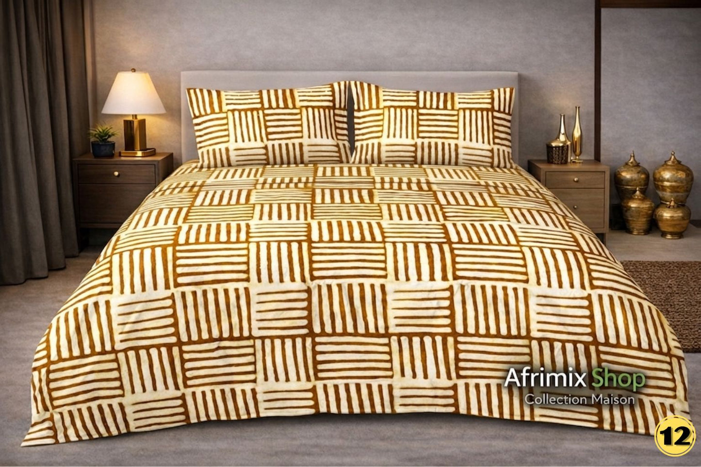 Parure de Draps 3 Pièces  – Motif Élégant & Moderne – 240x250cm