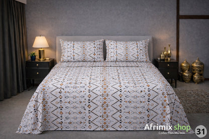 Parure de Draps 3 Pièces  – Motif Élégant & Moderne – 240x250cm