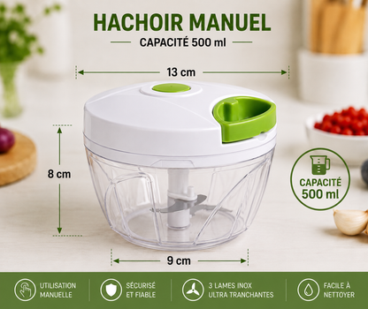Mini Hachoir Manuel Sans Électricité – 3 lames inox