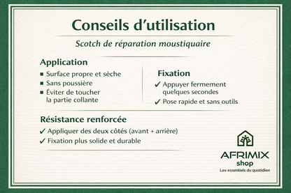 Ruban Réparation Moustiquaire – Scotch Filet Anti-Moustiques Ultra Résistant