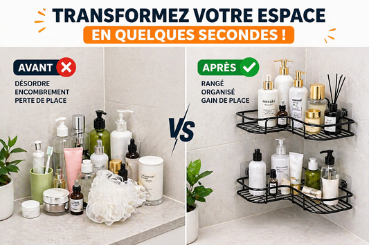 Étagère d’angle sans perçage – Salle de bain