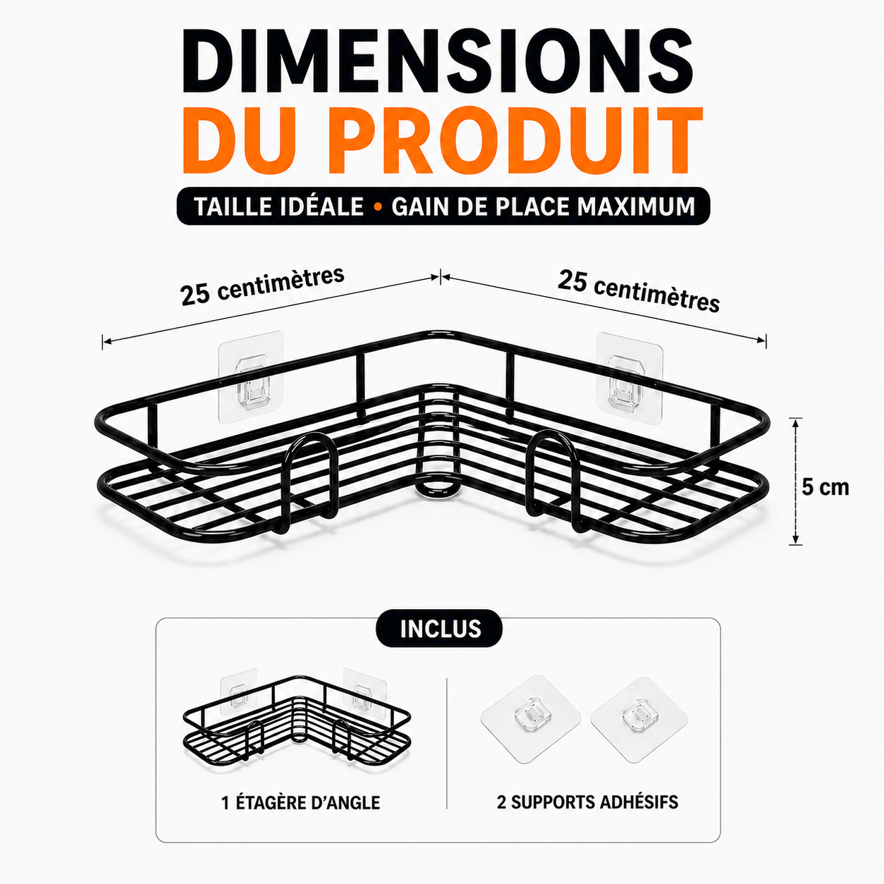 Étagère d’angle sans perçage – Salle de bain